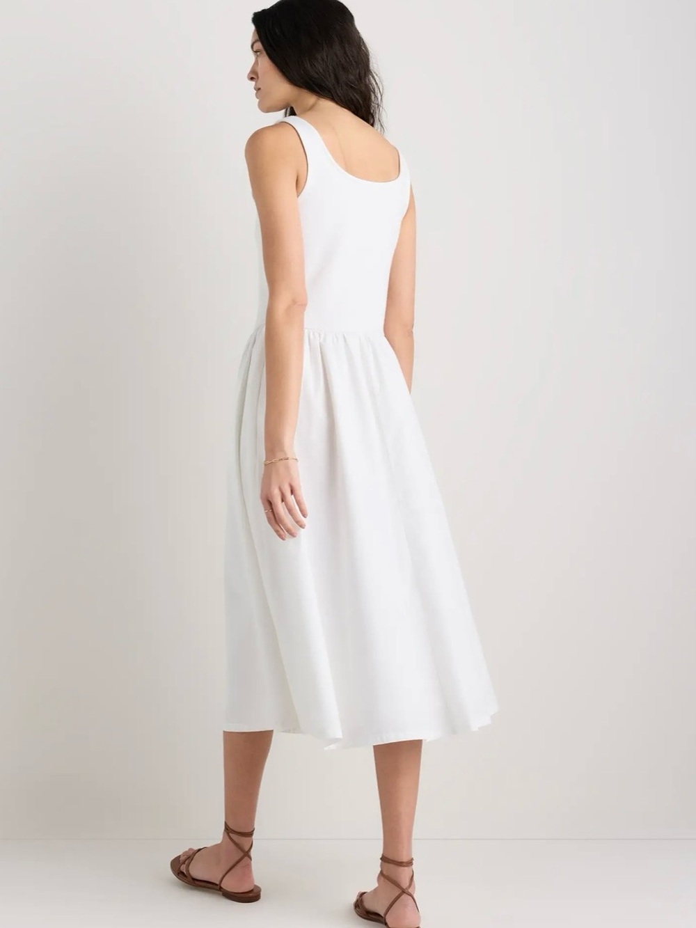 NWT Quince Organic Cotton Mixed Media Poplin Fit & Flare Maxi Dress White L - Picture 4 of 9